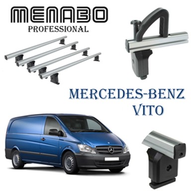 MENABO Krovni nosači Vito (Mercedes) W447 L1/L2/L3 – H1/H2 2014>, 4 poprečne šipke + graničnici